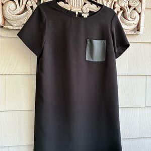 J. Crew Black Dress with Faux Leather Pocket